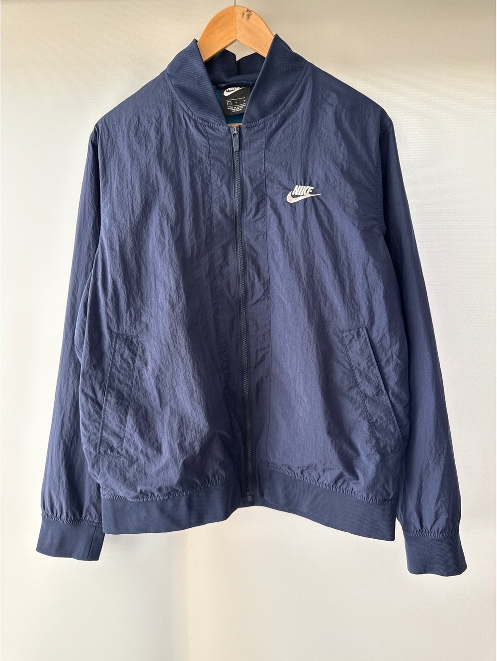 Nike Sportswear Navy Nylon Bomber Jacket Men’s Large Full Zip Swoosh